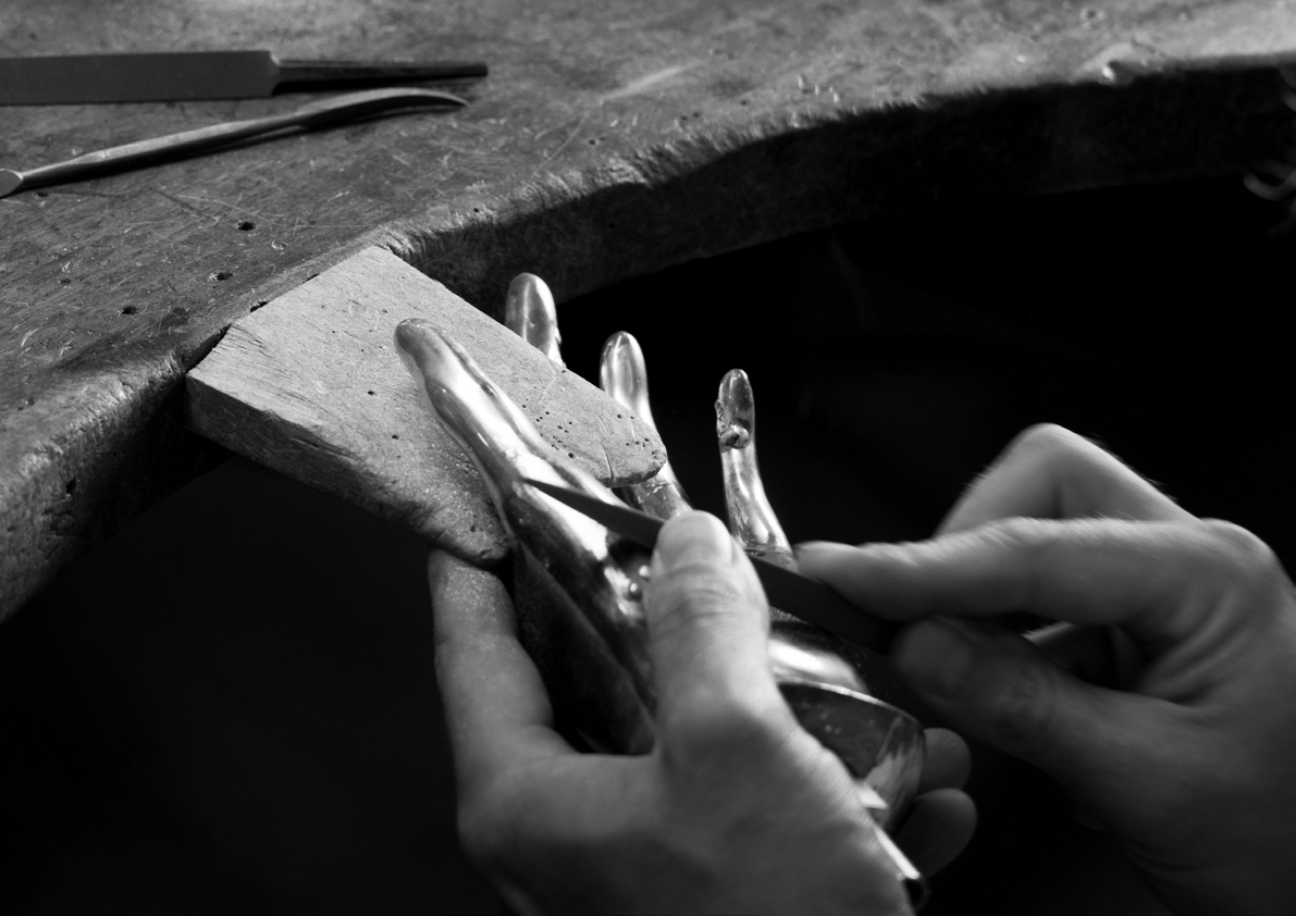Silver hand being crafted